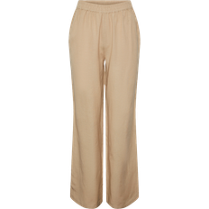 Dame - Gul - S Bukser Pieces Bukser pcMilano HW Wide Pant Beige