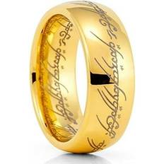 Jewelry Lord of the rings tungsten wedding ring 8mm yellow gold comfort fit