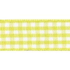 Berisfords LEMON 25mm x 20m Gingham check ribbon Yellow