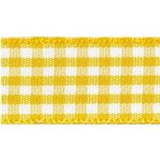 Berisfords GOLD 25mm x 20m Gingham check ribbon Yellow/Gold