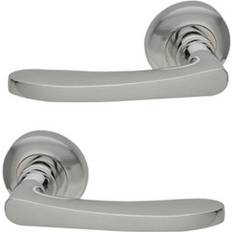 Internal Door Handle Pair Lever On Round Rose Aluminium Satin Nickel One Size