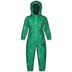 Verde Monos de Lluvia Regatta Boys Pobble Waterproof Breathable Rainsuit Set Green 36M