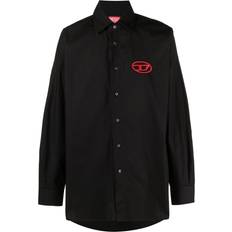 Diesel Unisex Shirts Diesel S-Dou-Plain logo-embroidered shirt unisex Cotton Black