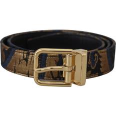 Multicolored - Women Belts Dolce & Gabbana Multicolor Jacquard Leather Logo Buckle Belt