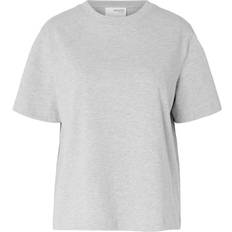 Selected Topp Slfessential SS Boxy Tee - Grå