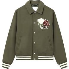 Les Deux Oberbekleidung Les Deux Jacke 'Felipe Varsity' khaki oliv rot weiß