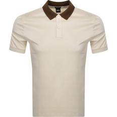 Luonnonväri Polo paidat BOSS Mercerised Cotton Slim-Fit Polo Shirt - Collar Stripes