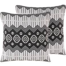 Poliestere Copricuscini Beliani Set of 2 Cotton Cushions Geometric Pattern 45 x 45 cm and Cushion Cover Black, White