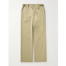 Burberry Green Trousers & Shorts Burberry Wide-Leg Cotton-Twill Trousers Men Neutrals