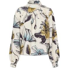 Stine Goya Overdele Stine Goya Gathered Long Sleeve Top Bluse Fine Line Poppies