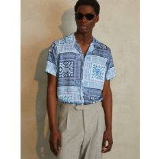 Reiss Nico Geometric Print Shirt, Navy/White