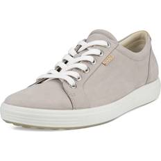 ecco soft contrast nubuck leather lace up trainers grey womens