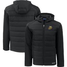 Cutter & Buck Men's Black Baldwin Wallace Yellow Jackets Evoke Hybrid Eco Softshell Recycled Full-Zip Hoodie