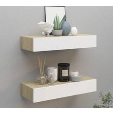 Møbler vidaXL Med Skuffer 40x23.5x10 cm MDF Egetræsfarve Hvid Væghylde 2stk