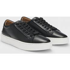 BOSS Orange Gary Tenn Mens Leather Low-Top Trainers with Branded Lace Loop NOS Black