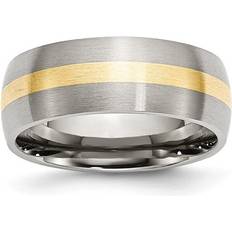 14k - Men Rings J Brand mm 14K Yellow Gold Stainless Steel Inlay Brushed Band