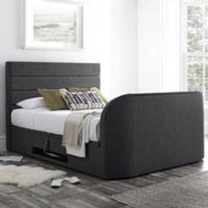 Happy Beds Annecy Double Ottoman TV Bed Dark Grey 4 ft6