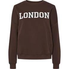 Pieces Sudadera 'PCSASIE' - Chocolate/Blanco