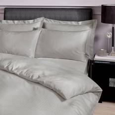 Silver Bed Sheets Catherine Lansfield Satin Stripe 300 Thread Count Fitted - (6') Bed Sheet Grey, Silver