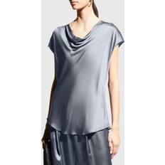 Women - Wool Blouses Vince Cowl-Neck Cap-Sleeve Satin Blouse BALLET (XX-Small)