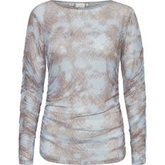 Mesh Overhemden Ichi Ista Shirt - Lichtblauw/Bruin