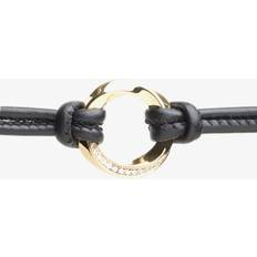 Esprit Gold Plated Silver Cubic Zirconia Black Leather Bracelet ELBR91316B170