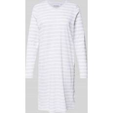 Grijs - Vrouw Nachthemden Schiesser Nachthemd Longsleeve Nightdress Wit/Grijs Katoen - Zilvergrijs