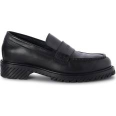 Off-White Man Lage schoenen Off-White Military Loafers Met Logo-Reliëf - Black