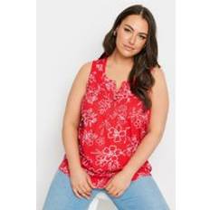 Yours Pintuck Henley Vest Top Red