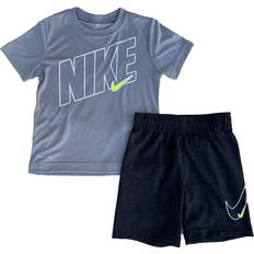 Other Sets Nike Kids' Comfort Dri-FIT T-Shirt & Shorts in Black Heather/light Smoke Grey