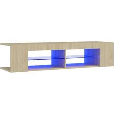 Madera Armarios vidaXL Mueble De Tv Con Luces LED Roble Sonoma 135x39x30 cm Armario