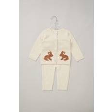 Rock A Bye Baby True Knit Bunny Cardigan And Trousers Outfit Set Cream 6-12