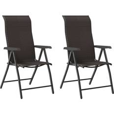 Sillas de Patio vidaXL Folding Garden Chairs 2 pcs Grey Poly Rattan