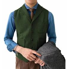 Wedding Suit Vests Army Green Brown Herringbone Wedding Tailored Collar Male Gentleman Business Waistcoat Multicoloured One