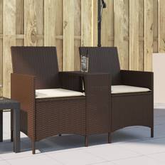 Havesofa vidaXL 2-personers Havesofa Med Bord Og Hynder Polyrattan Brun Loungesæt