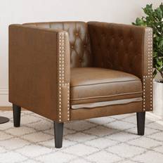 Chesterfield lænestole vidaXL Chesterfield-sofastol Imiteret Ruskind Brun Lænestol