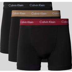 Låg midja Kalsonger Calvin Klein Svarta trunks med stretch och färgade midjeband bomull, 3-pack-Svart/a