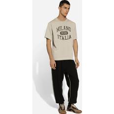 Dolce & Gabbana Beige Tops Dolce & Gabbana Cotton T-shirt with DG logo print