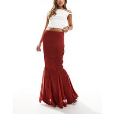 Kaiia Rostfärgad maxikjol satin med fishtail-design-Koppar
