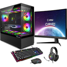 Desktop Computers HAJAAN Gaming PC Tower Desktop 27' Curved Gaming Monitor NVIDIA GeForce RTX 4060 Ti 8GB GDDR6 32GB DDR4 1TB NVMe