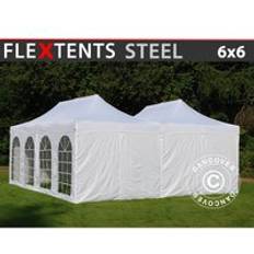 Dancover Pop Up Gazebo FleXtents Steel 6 x 6 m White 8 Sidewalls