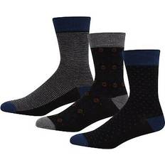 Lee Herr Underkläder Lee Herr premium lyx giftbox grå/svart/blå män smart viskos från bambu Crew Socks, Träkol Marl/Fairisle/Spots, 38-42