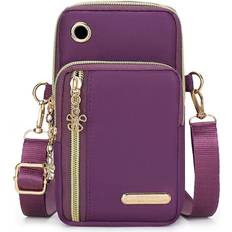 Nylon Phone Crossbody-väska, liten axelväska för kvinnor Lila