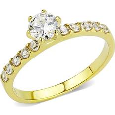 Precious Stone Alamode TK3605-10 Women IP Gold Stainless Steel Ring with AAA Grade CZ in Clear