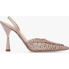 Daniel Tiffi Rose Gold Metallic Leather Woven Sling Back Heeled Shoes