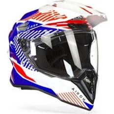 Airoh Commander 'Boost' Graphic Adventure Motorcycle Helmet Boost White Blue (57-58cm) Blue/white