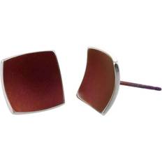 Brown Earrings Ti2 Titanium Square Domed Stud Earrings Coffee Brown