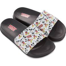 Shoes Disney Ladies Minnie and Mickey Slides Ladies Classic Mickey and Minnie Mouse Slide Sandals Mickey & Minnie Mouse Slip On Slides (Black White, 10)