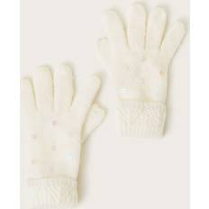 White Mittens Children's Clothing Monsoon Kids' Lizzie Sequin Knited Gloves, Ivory