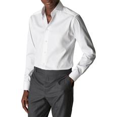 Eton Men Tops Eton Mens White Slim-fit Single-cuff Cotton-twill Shirt 15.75 WHITE